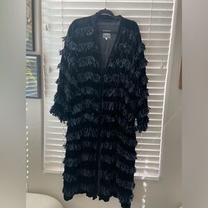 Vintage Paula Sweet Muslin Mink Velvet
Fringe Long Cardigan L